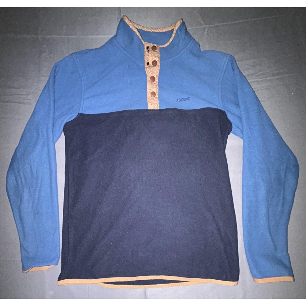 Ascend Sweater Mens Small Blue Navy Colorblock Fleece Snap Pullover Outdoors